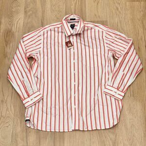 Gap NWT White Red Orange Beach Long Sleeve Button Up Beach Shirt Mens XL